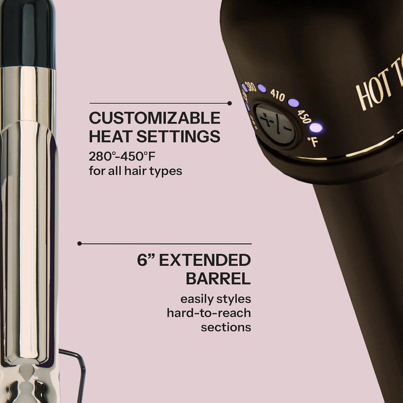 Hot Tools مكواة تجعيد 24K ذهبية احترافية ببرميل ممتد 1 1/2" مع مشبك لتجعيدات فضفاضة - تقنية الذهب 24K لنتائج تدوم طويلاً وبرميل أطول لتسهيل التصفيف - Image 4